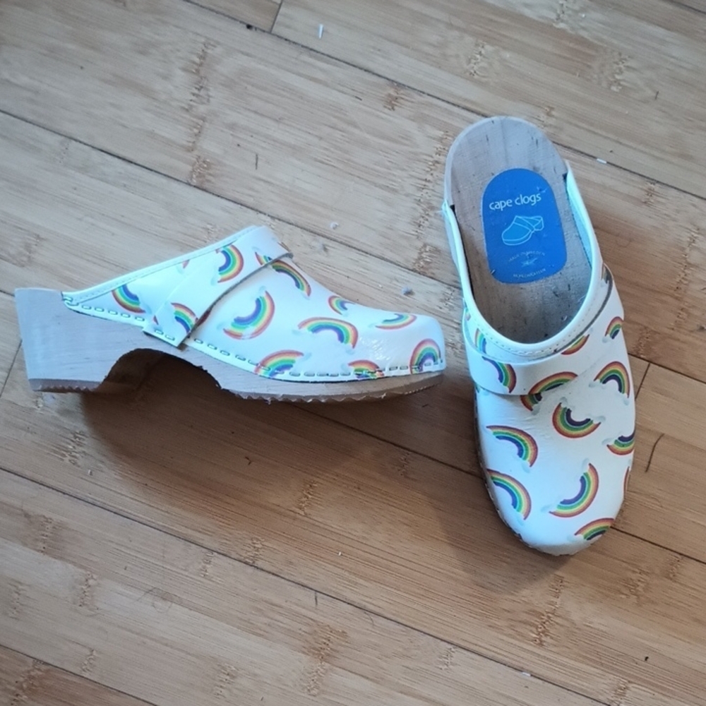 Rainbow Cape Clogs Made in Sweden size 6